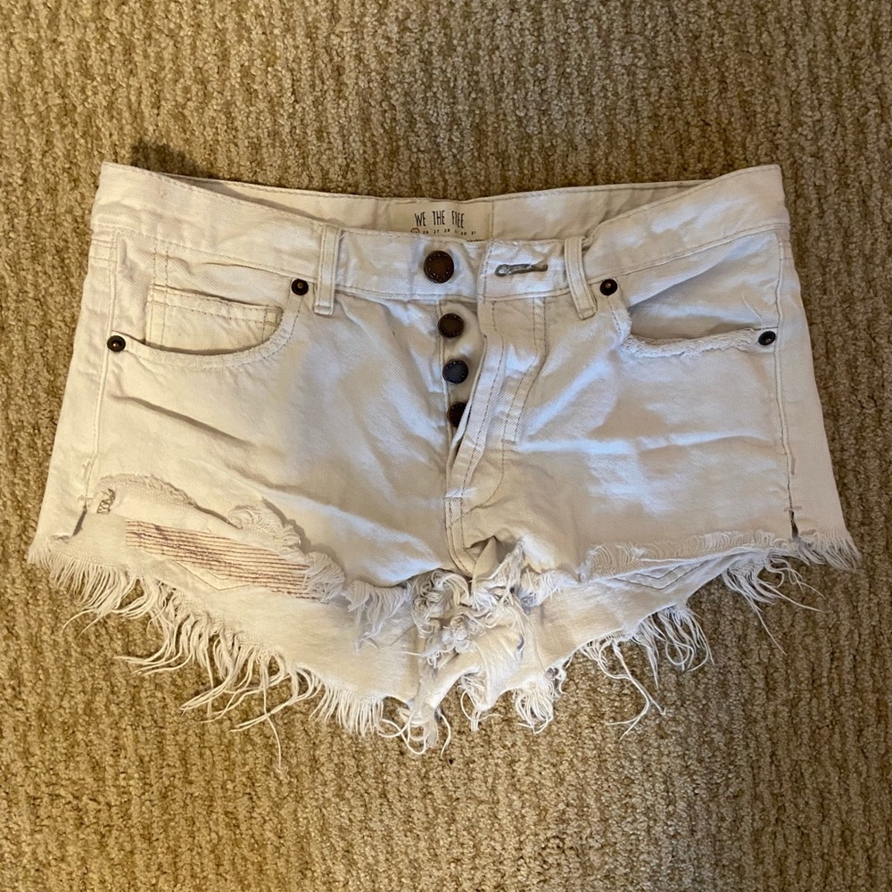 Free People White Jean Shorts